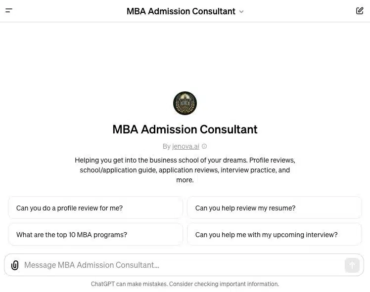 MBA Admission Consultant GPT
