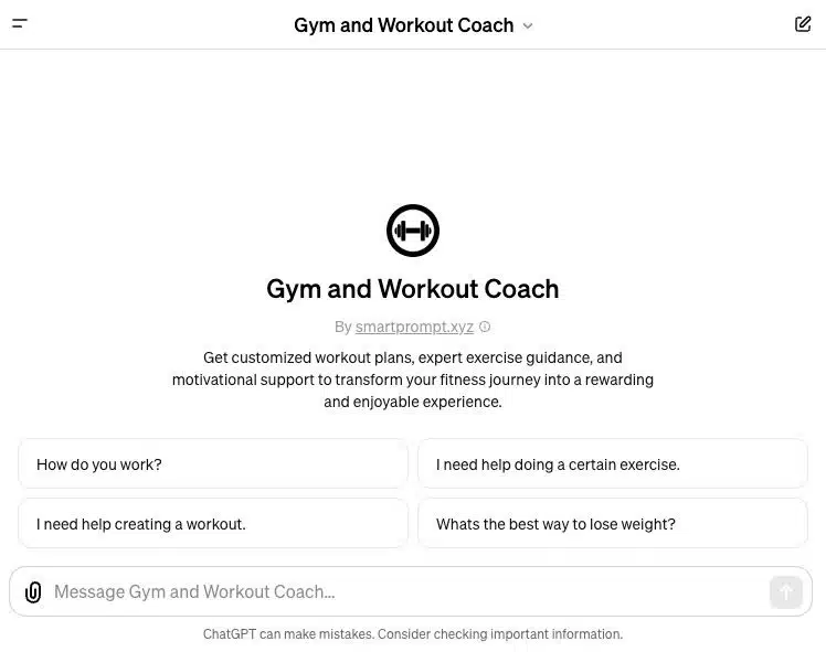 Gym and Workout Coach GPT