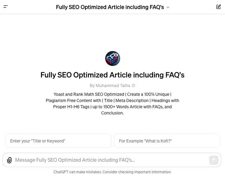 Fully SEO Optimized Article