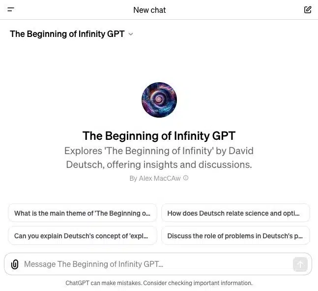 The Beginning of Infinity GPT