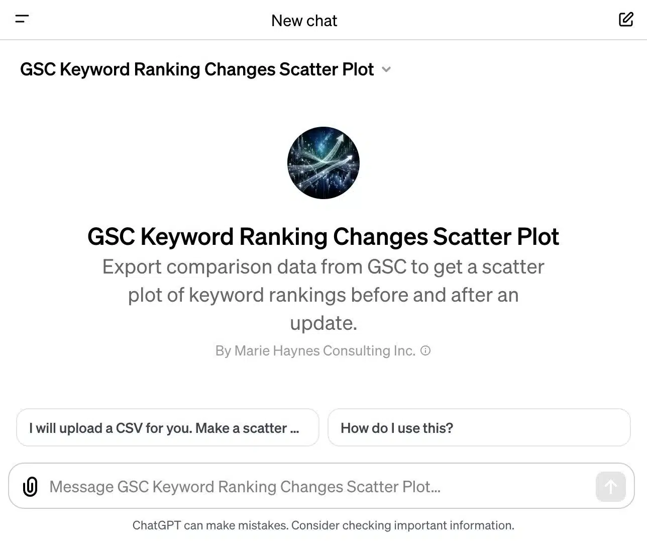 GSC Keyword Ranking Changes Scatter Plot